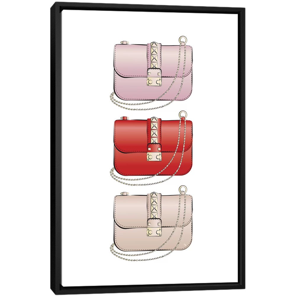 Valentino-Bags-Black-Framed-Canvas-Stretched-Wrapped-Canvas-Print-Wall-Art-Decor Valentino Bags - Black Framed Canvas