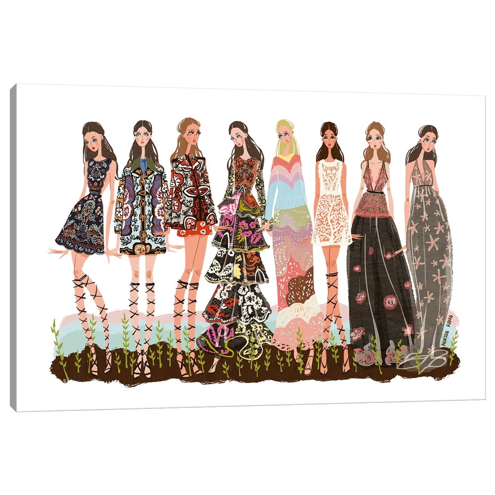 Valentino-Garden-Black-Framed-Canvas-Stretched-Wrapped-Canvas-Print-Wall-Art-Decor-1 Stretched Wrapped Canvas Print