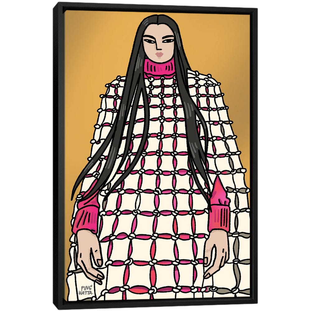 Valentino-Spring-2020-I-Black-Framed-Canvas-Stretched-Wrapped-Canvas-Print-Wall-Art-Decor Valentino Spring 2020 I - Black Framed Canvas