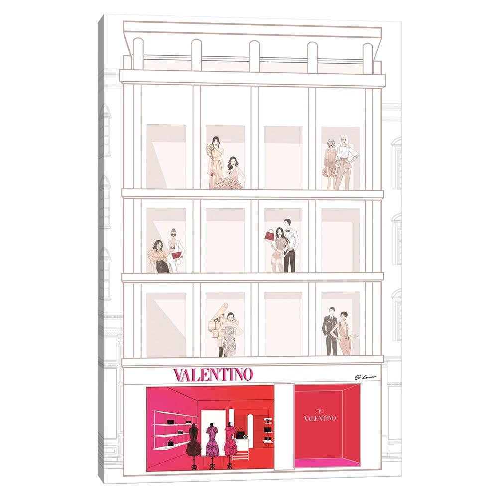 Valentino-Store-Front-Black-Framed-Canvas-Stretched-Wrapped-Canvas-Print-Wall-Art-Decor-1 Stretched Wrapped Canvas Print