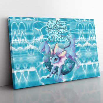 Vaporeon Deep Love Pokemon Canvas Poster Print Wall Art Decor