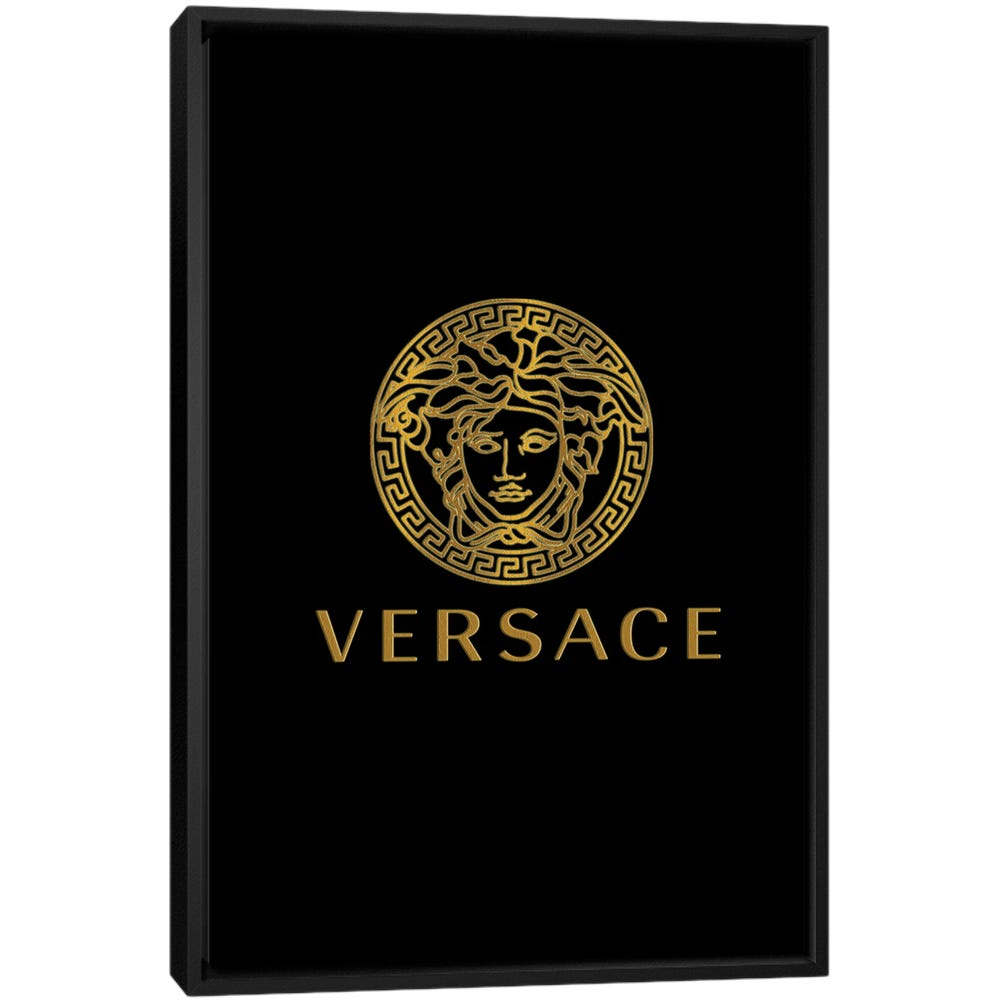 Versace-Black-Framed-Canvas-Stretched-Wrapped-Canvas-Print-Wall-Art-Decor Versace - Black Framed Canvas