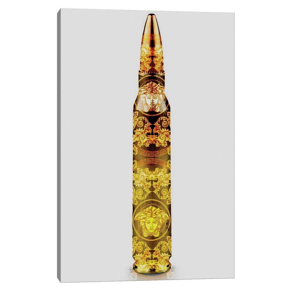 Versace-Bullet-Black-Framed-Canvas-Stretched-Wrapped-Canvas-Print-Wall-Art-Decor-1 Stretched Wrapped Canvas Print