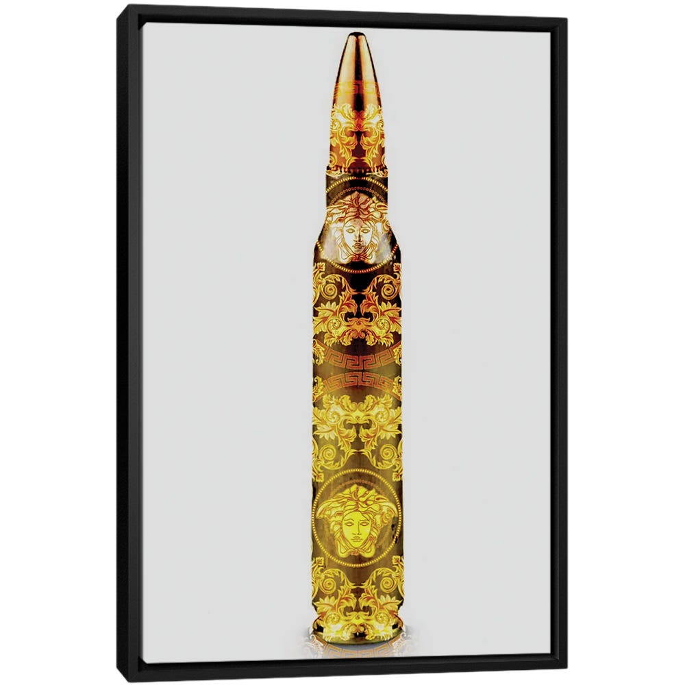 Versace-Bullet-Black-Framed-Canvas-Stretched-Wrapped-Canvas-Print-Wall-Art-Decor Versace Bullet - Black Framed Canvas