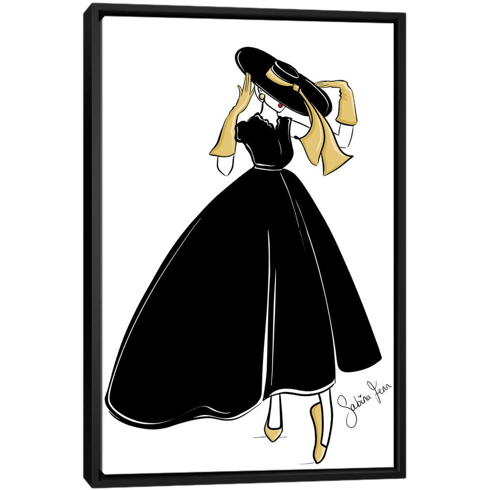 Vintage-Dior-Inspired-Black-Framed-Canvas-Stretched-Wrapped-Canvas-Print-Wall-Art-Decor Vintage Dior Inspired - Black Framed Canvas
