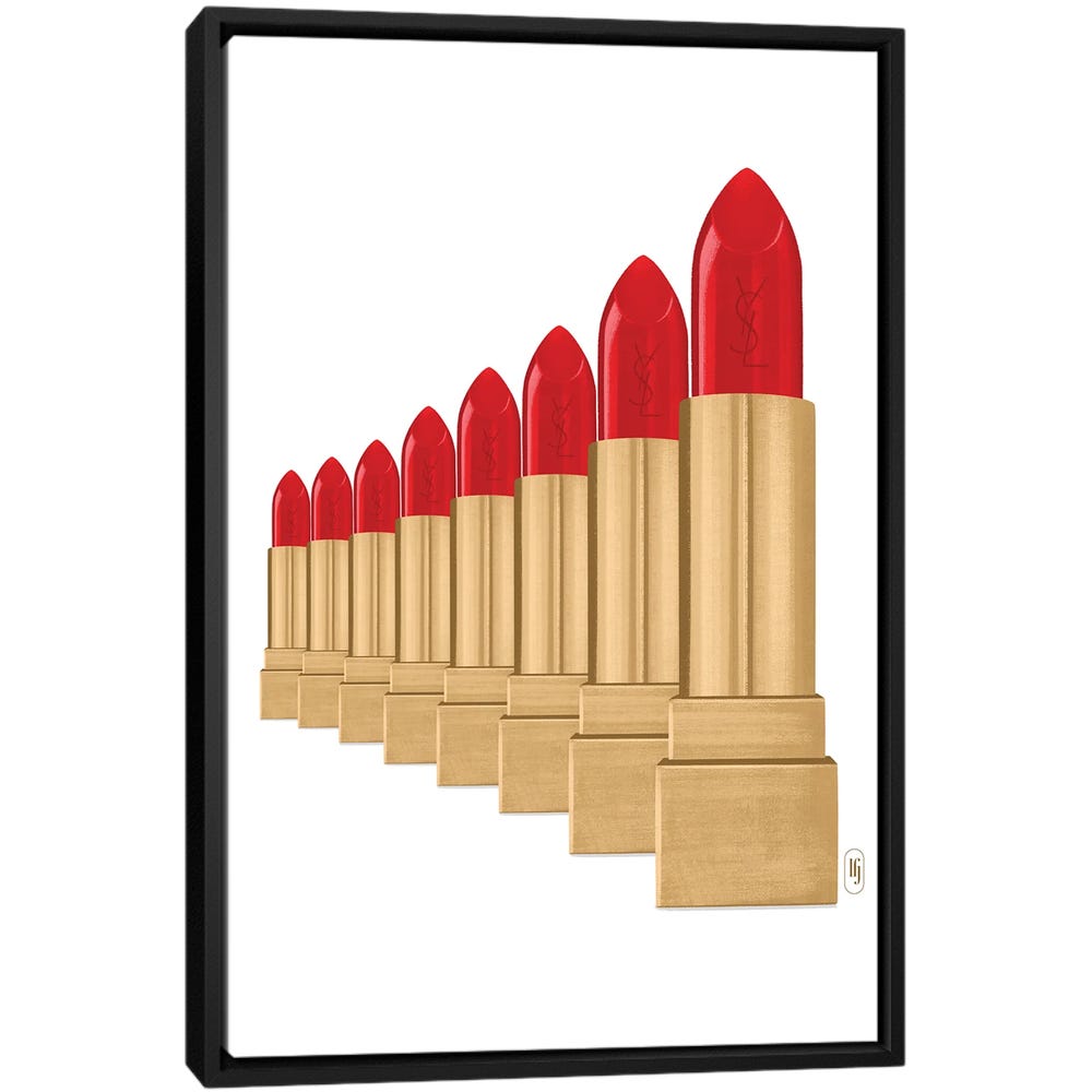 YSL-Lipsticks-Black-Framed-Canvas-Stretched-Wrapped-Canvas-Print-Wall-Art-Decor YSL Lipsticks - Black Framed Canvas