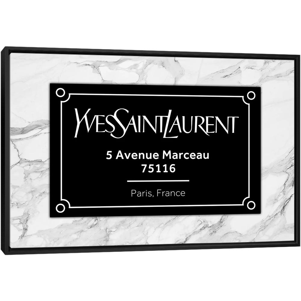 YSL-Paris-Black-Framed-Canvas-Stretched-Wrapped-Canvas-Print-Wall-Art-Decor YSL Paris - Black Framed Canvas