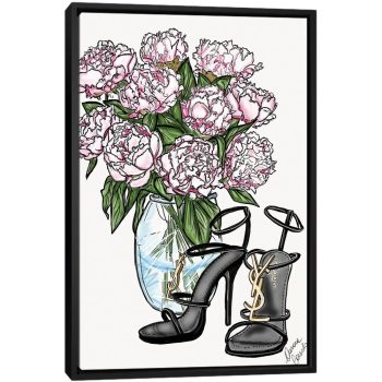 YSL & Peonies - Black Framed Canvas