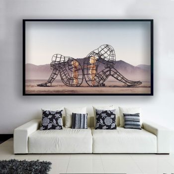 Alexander Milov Canvas Two People Turning Their Backs On Each Other Wall Art Alexander Milov Poster Burning Man Wall Art Statue Canvas