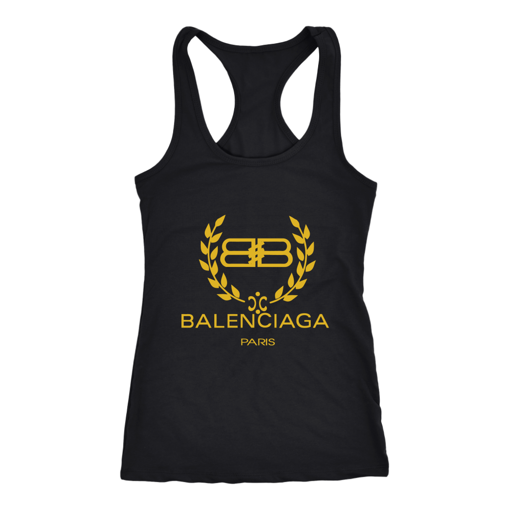 Balenciaga-Logo-Gold-Women-Racerback-Tank-Top Balenciaga Logo Gold Women Racerback Tank Top
