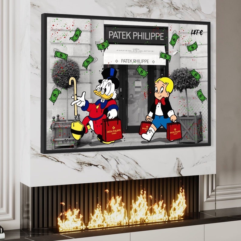 Canvas-Art-Scrooge-Mcduck-Patek-Philippe-Rolex-Watch-Art-Alec-Monopoly-Luxury-Art-Banksy-Pop-Art-2
