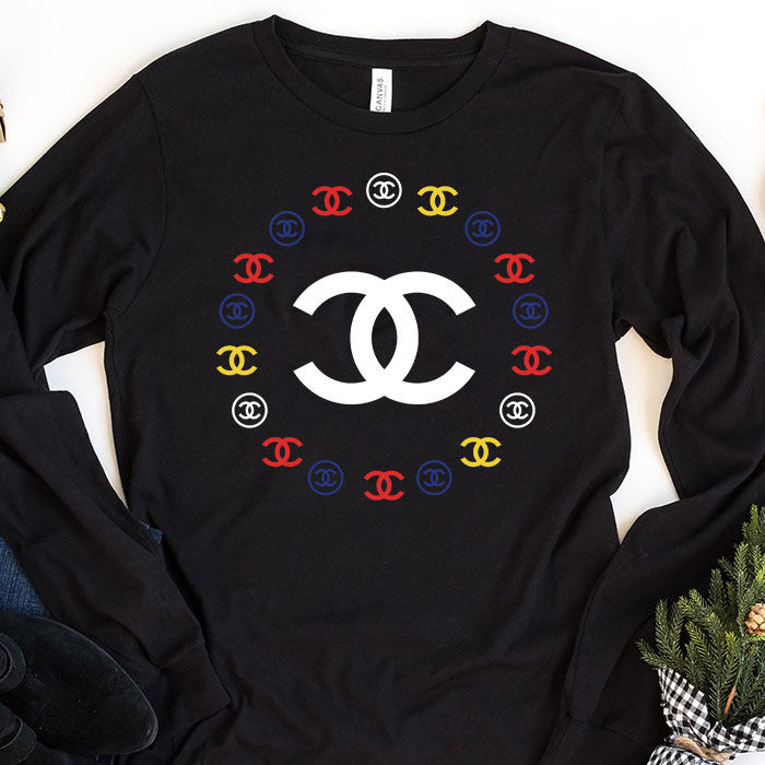 Chanel-Circle-Luxury-Logo-Unisex-Kid-Long-Sleeve-Tee-LTB2620 Chanel Circle Luxury Logo Unisex & Kid Long Sleeve Tee LTB2620
