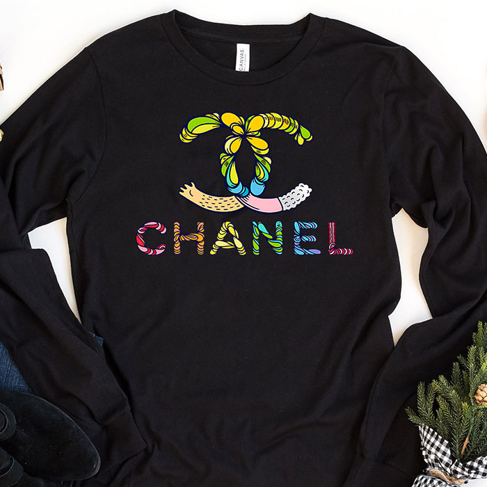 Chanel-Colorful-Logo-Unisex-Kid-Long-Sleeve-Tee-LTB2618 Chanel Colorful Logo Unisex & Kid Long Sleeve Tee LTB2618