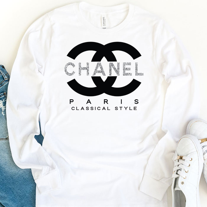 Chanel-Paris-Classical-Style-Gitter-Logo-Unisex-Kid-Long-Sleeve-Tee-LTB2617-1