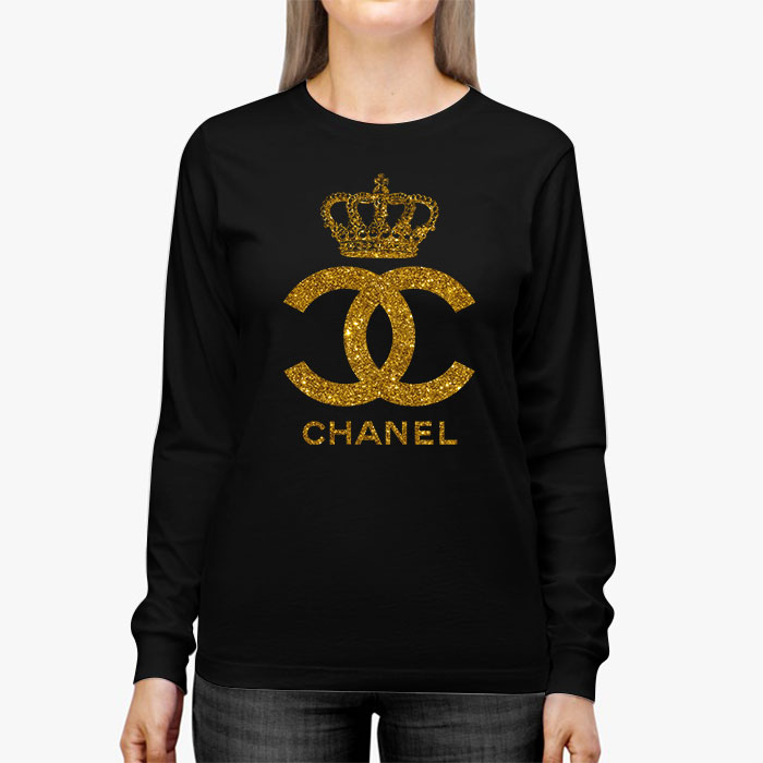 Chanel-Queen-Glitter-Logo-Kid-Tee-Unisex-Longsleeve-Tee-LTB2914-3