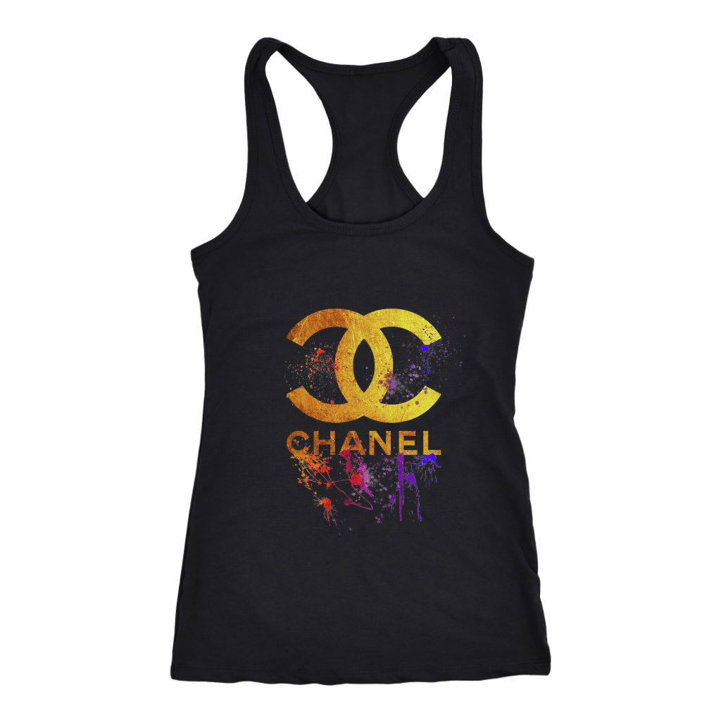 CoCo-Chanel-Gold-Logo-Women-Racerback-Tank-Top CoCo Chanel Gold Logo Women Racerback Tank Top