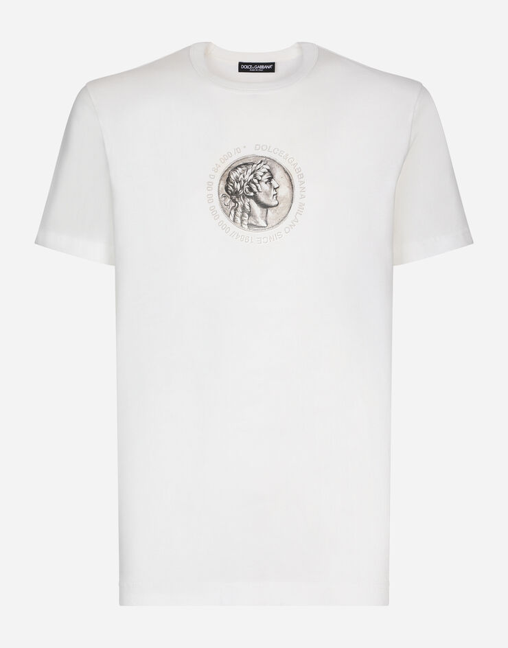 Coin-And-Logo-Print-Dolce-Gabbana-Tee-Unisex-T-Shirt-FTS519 Coin And Logo Print Dolce & Gabbana Tee Unisex T-Shirt FTS519