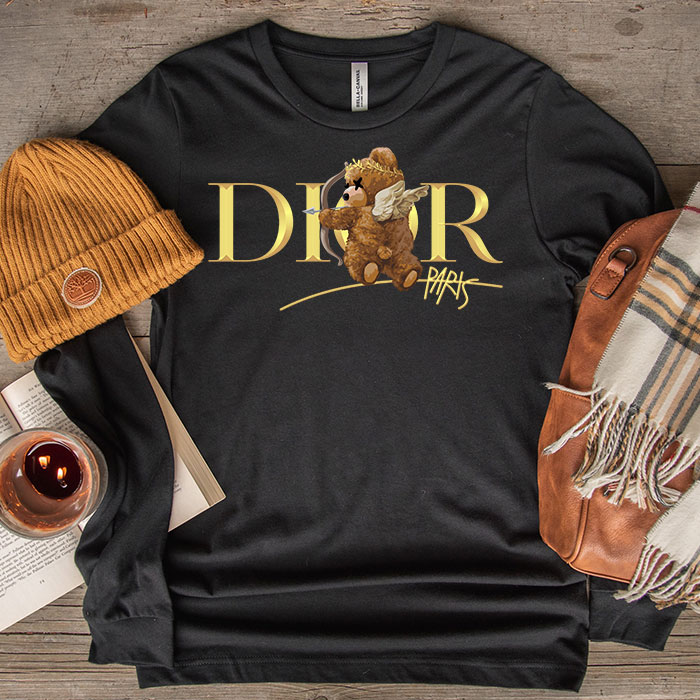 Dior-Gold-Logo-Luxury-Angel-Teddy-Bear-Unisex-Kid-Long-Sleeve-Tee-LTB2518-1