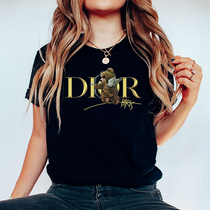 Dior-Gold-Logo-Luxury-Angel-Teddy-Bear-Unisex-T-Shirt-TTB2518-2