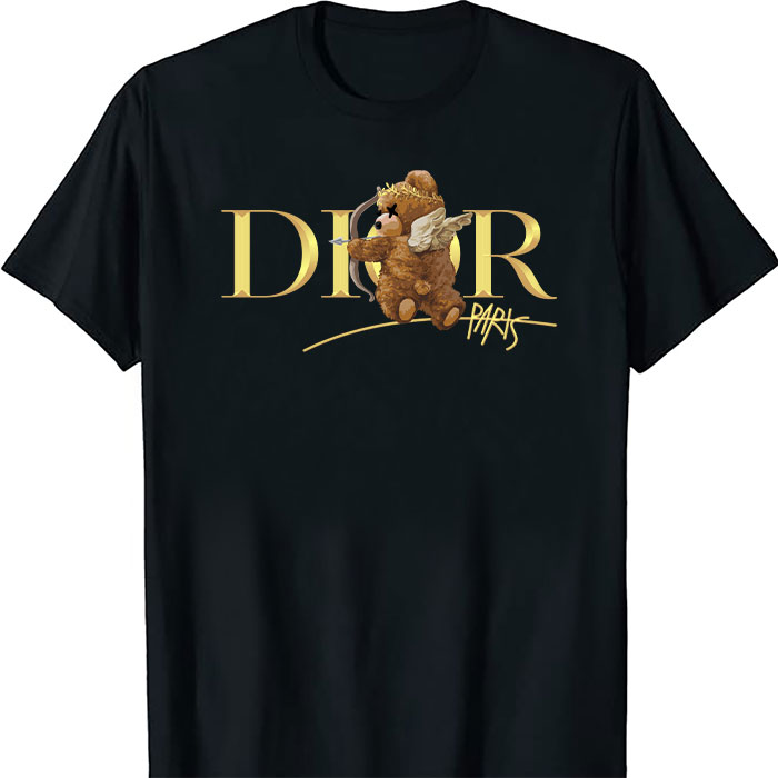 Dior-Gold-Logo-Luxury-Angel-Teddy-Bear-Unisex-T-Shirt-TTB2518 Dior Gold Logo Luxury Angel Teddy Bear Unisex T-Shirt TTB2518
