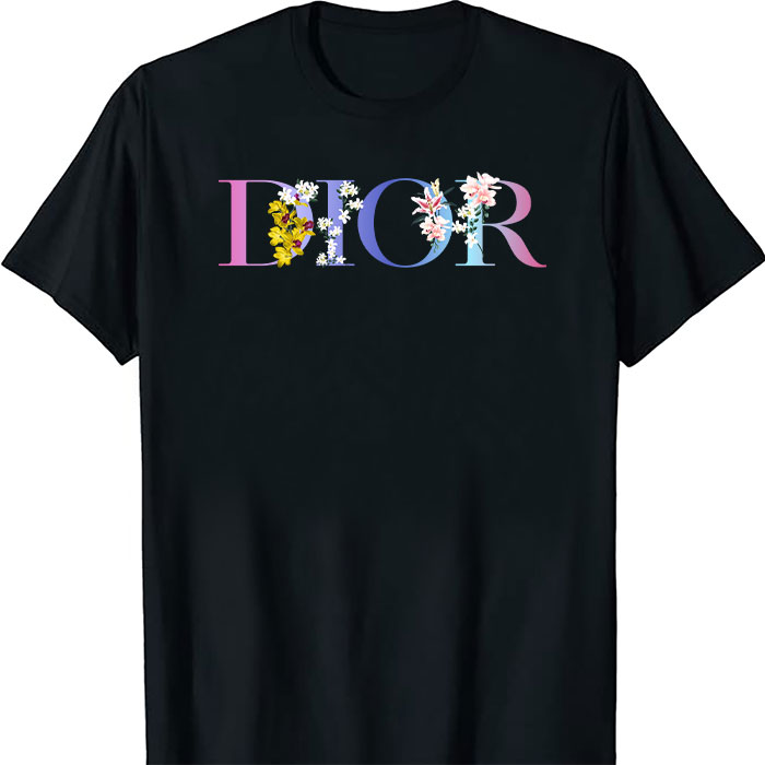 Dior-Logo-Luxury-Flower-Unisex-T-Shirt-TTB2510 Dior Logo Luxury Flower Unisex T-Shirt TTB2510