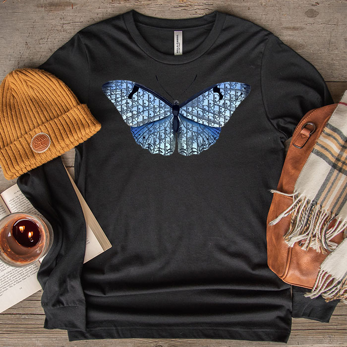 Dior-Logo-Luxury-Pattern-Butterfly-Unisex-Kid-Long-Sleeve-Tee-LTB2513-1