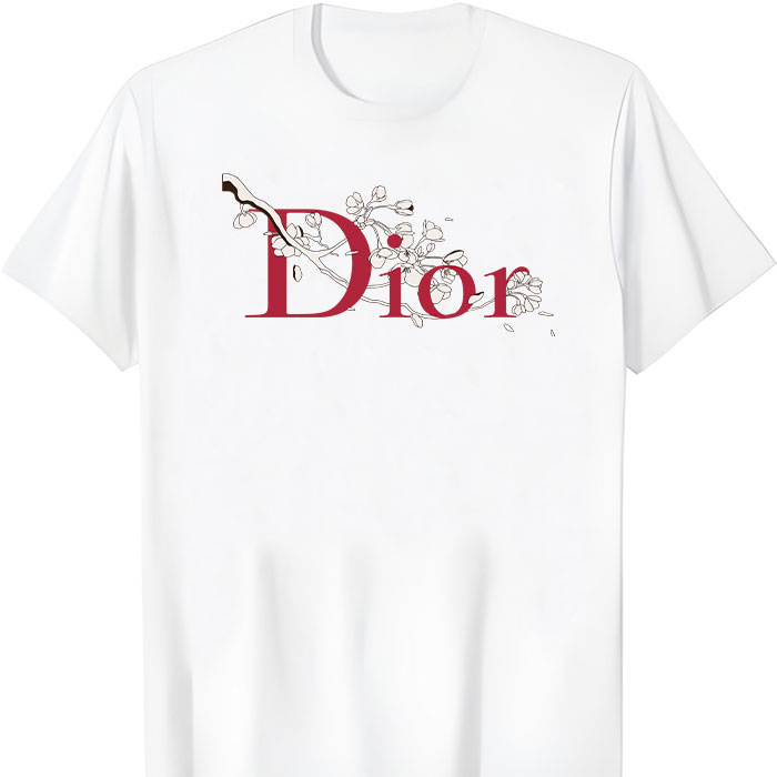 Dior-Logo-Luxury-Sakura-Flower-Unisex-T-Shirt-TTB2511 Dior Logo Luxury Sakura Flower Unisex T-Shirt TTB2511