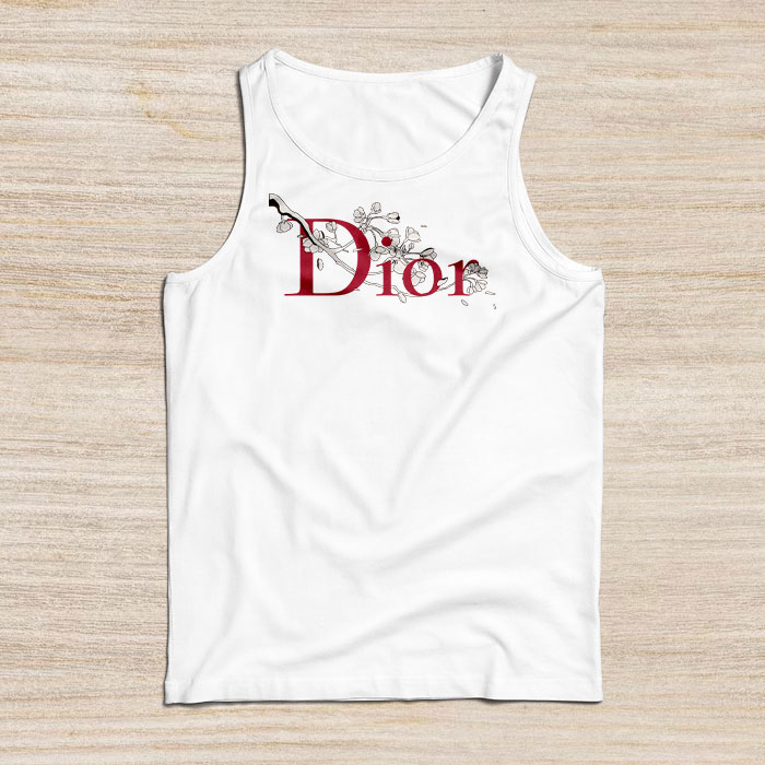 Dior-Logo-Luxury-Sakura-Flower-Unisex-Tank-Top-TTTB2511 Dior Logo Luxury Sakura Flower Unisex Tank Top TTTB2511