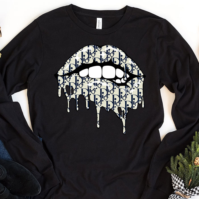 Dior-Logo-Luxury-Sexy-Lips-Unisex-Kid-Long-Sleeve-Tee-LTB2508 Dior Logo Luxury Sexy Lips Unisex & Kid Long Sleeve Tee LTB2508
