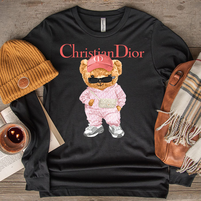 Dior-Logo-Luxury-Teddy-Bear-Unisex-Kid-Long-Sleeve-Tee-LTB2516-1