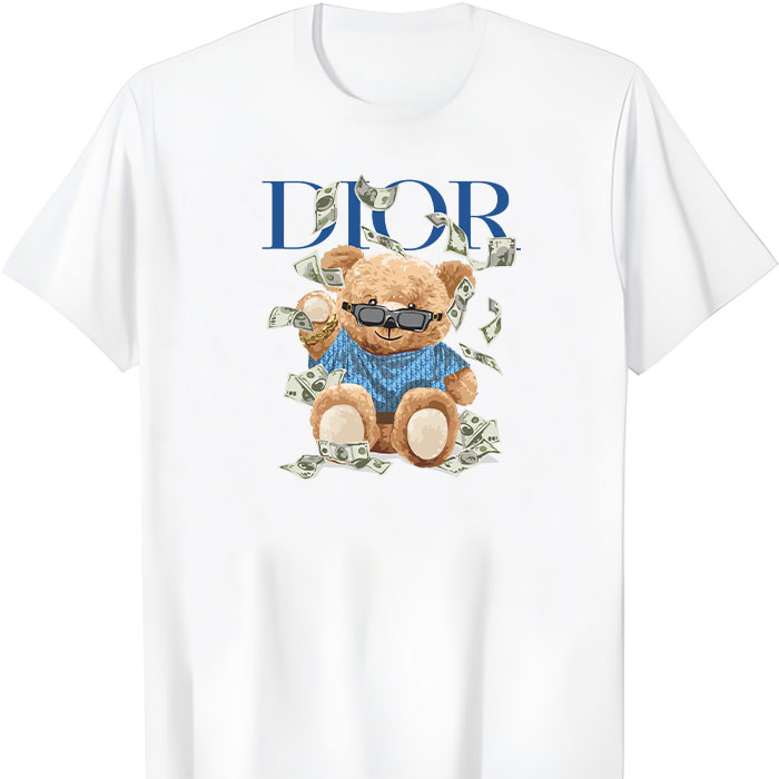 Dior-Logo-Luxury-Teddy-Bear-Unisex-T-Shirt-TTB2515 Dior Logo Luxury Teddy Bear Unisex T-Shirt TTB2515