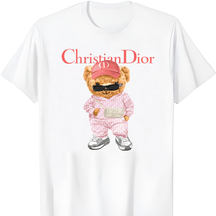 Dior-Logo-Luxury-Teddy-Bear-Unisex-T-Shirt-TTB2516 Dior Logo Luxury Teddy Bear Unisex T-Shirt TTB2516