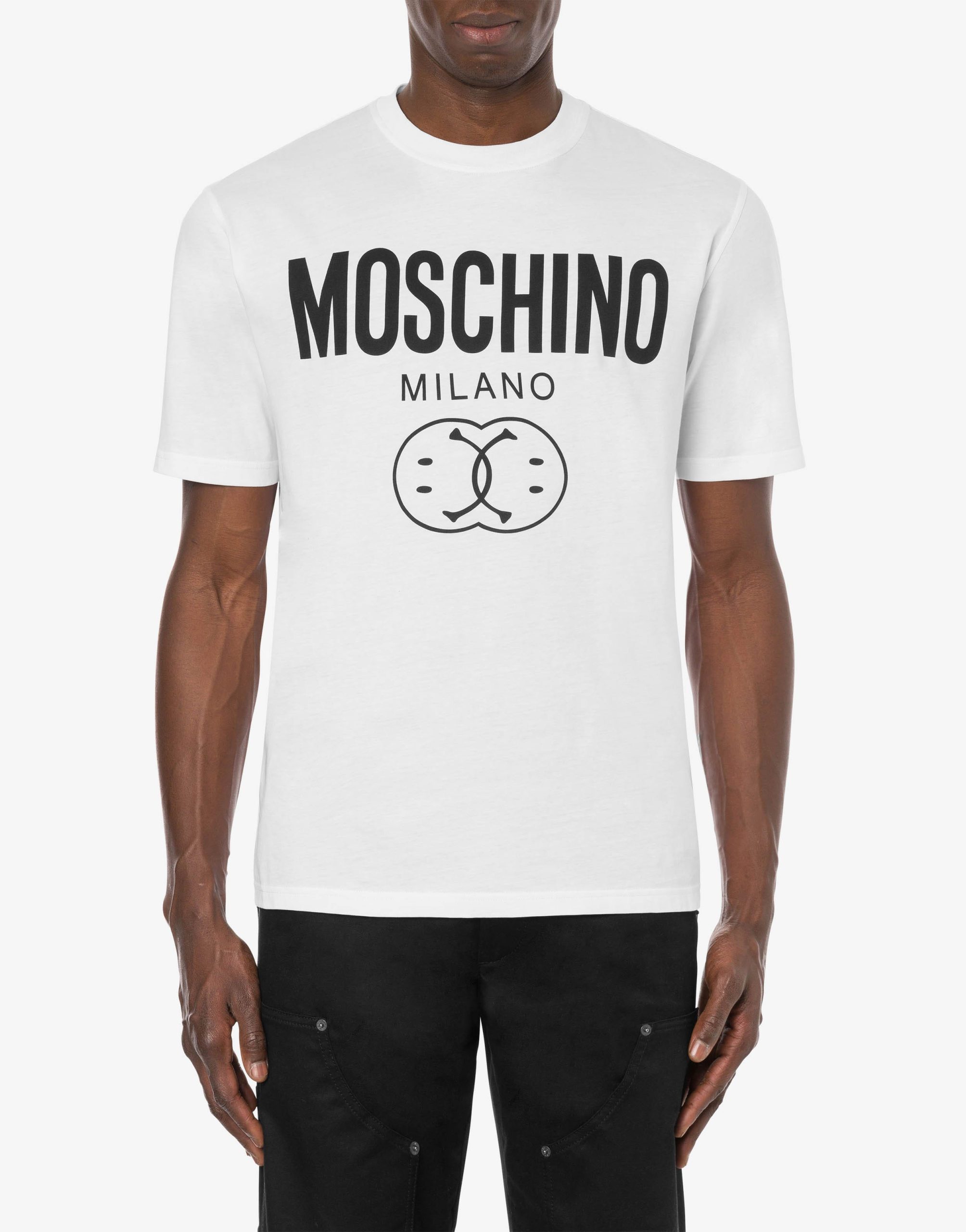 Double-Smile-Logo-Organic-2D-Moschino-Tee-Unisex-T-Shirt-FTS051 Double Smile Logo Organic 2D Moschino Tee Unisex T-Shirt FTS051