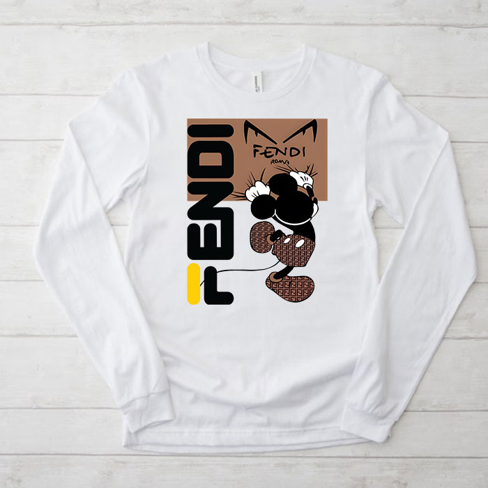 Fendi-Diabolic-Eyes-Mickey-Mouse-Unisex-Kid-Long-Sleeve-Tee-LTB2549 Fendi Diabolic Eyes Mickey Mouse Unisex & Kid Long Sleeve Tee LTB2549