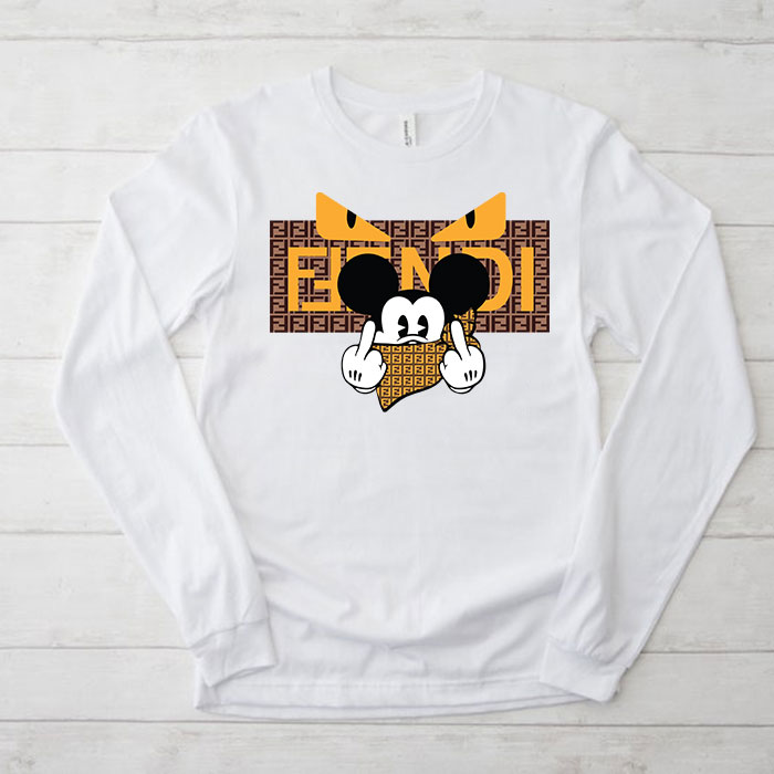 Fendi-Diabolic-Eyes-Mickey-Mouse-Unisex-Kid-Long-Sleeve-Tee-LTB2553 Fendi Diabolic Eyes Mickey Mouse Unisex & Kid Long Sleeve Tee LTB2553