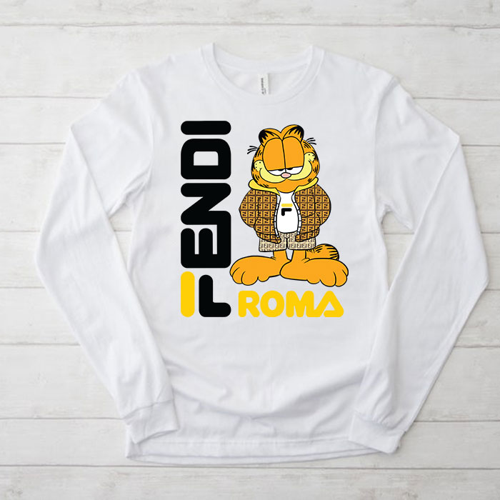 Fendi-Roma-Garfield-Unisex-Kid-Long-Sleeve-Tee-LTB2543 Fendi Roma Garfield Unisex & Kid Long Sleeve Tee LTB2543