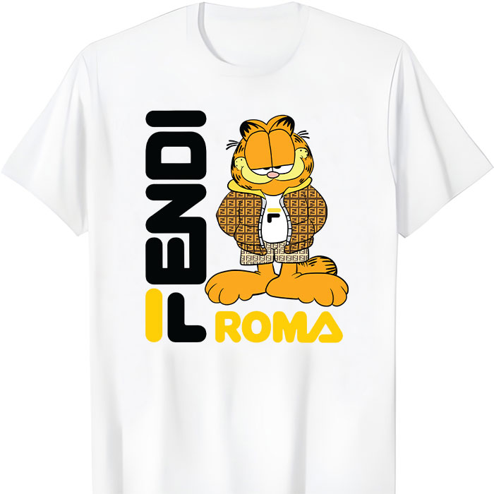 Fendi-Roma-Garfield-Unisex-T-Shirt-TTB2543 Fendi Roma Garfield Unisex T-Shirt TTB2543