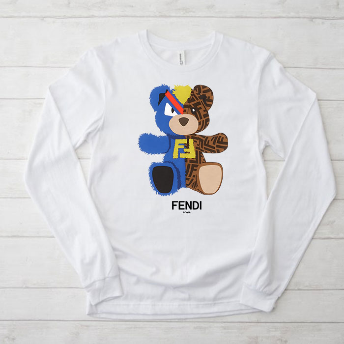 Fendi-Roma-Teddy-Bear-Unisex-Kid-Long-Sleeve-Tee-LTB2541 Fendi Roma Teddy Bear Unisex & Kid Long Sleeve Tee LTB2541