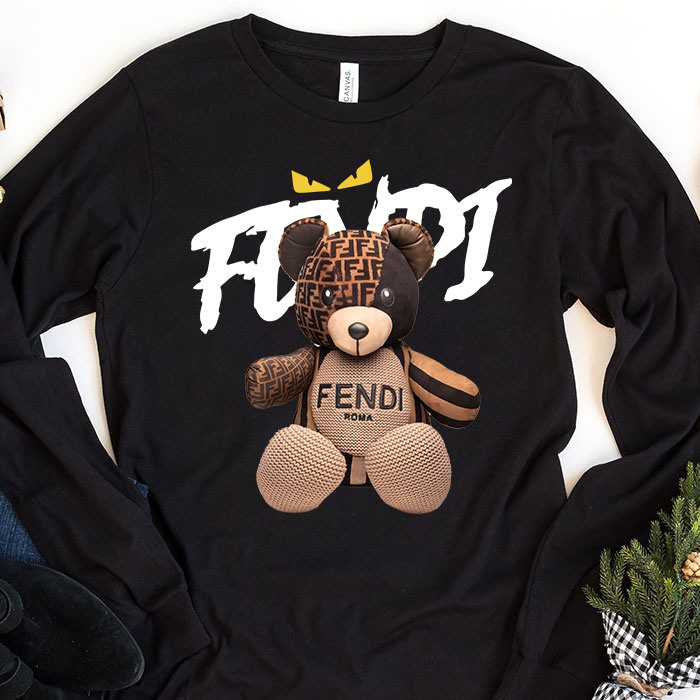 Fendi-Roma-Teddy-Bear-Unisex-Kid-Long-Sleeve-Tee-LTB2545 Fendi Roma Teddy Bear Unisex & Kid Long Sleeve Tee LTB2545