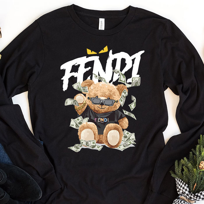 Fendi-Roma-Teddy-Bear-Unisex-Kid-Long-Sleeve-Tee-LTB2551 Fendi Roma Teddy Bear Unisex & Kid Long Sleeve Tee LTB2551