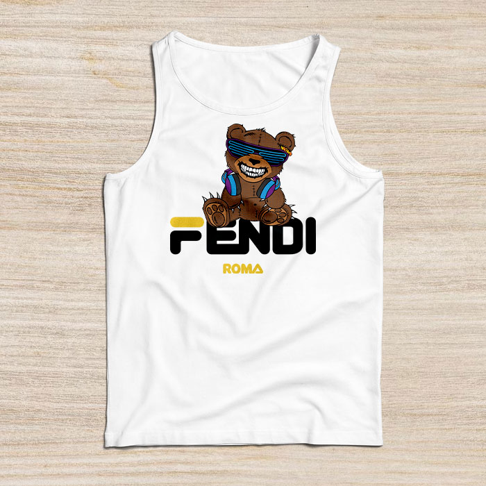 Fendi-Roma-Teddy-Bear-Unisex-Tank-Top-TTTB2547 Fendi Roma Teddy Bear Unisex Tank Top TTTB2547