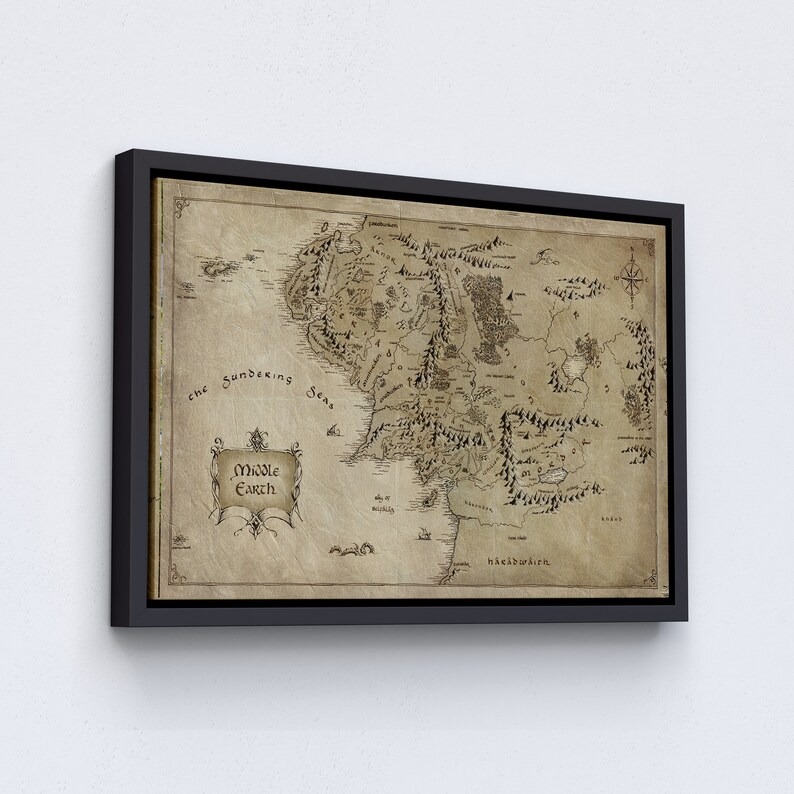 Framed-Middle-Earth-Antique-Map-Canvas-Poster-Wall-Decor-World-Map-Artwork-Lord-Of-The-Rings-Poster-Middle-Earth-Printed-Antique-Map-1