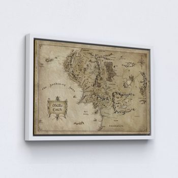 Framed Middle Earth Antique Map Canvas Poster Wall Decor World Map Artwork Lord Of The Rings Poster Middle Earth Printed Antique Map