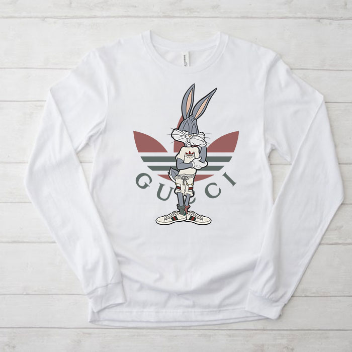 Gucci-Adidas-Bugs-Bunny-Unisex-Kid-Long-Sleeve-Tee-TBL043 Gucci Adidas Bugs Bunny Unisex & Kid Long Sleeve Tee TBL043