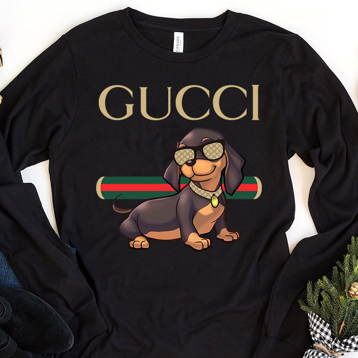 Gucci-Dachshund-Unisex-Kid-Long-Sleeve-Tee-TBL059 Gucci Dachshund Unisex & Kid Long Sleeve Tee TBL059