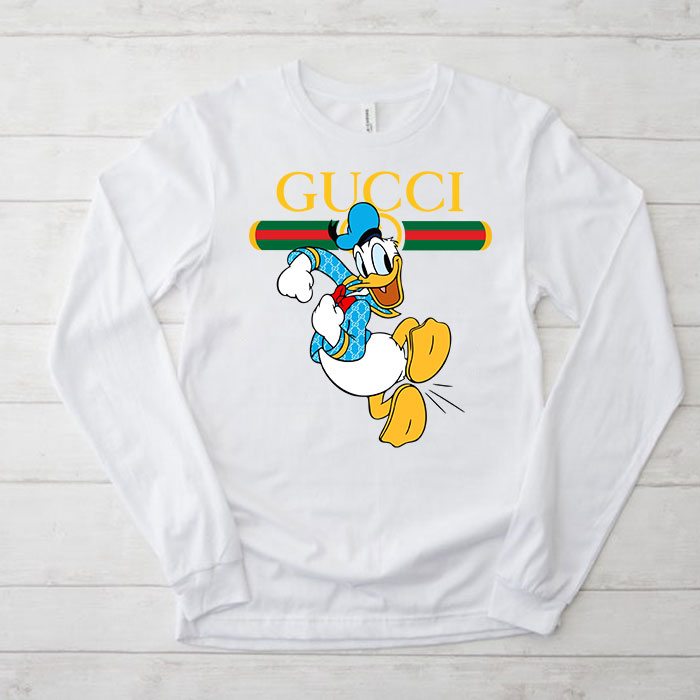 Gucci-Donald-Duck-Unisex-Kid-Long-Sleeve-Tee-LTB2331 Gucci Donald Duck Unisex & Kid Long Sleeve Tee LTB2331