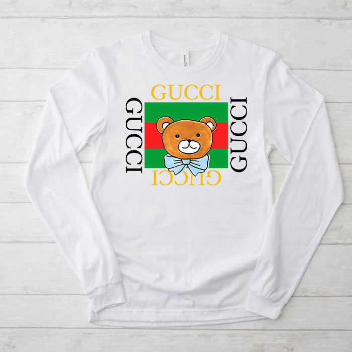 Gucci-Kai-Teddy-Bear-Unisex-Kid-Long-Sleeve-Tee-TBL087 Gucci Kai Teddy Bear Unisex & Kid Long Sleeve Tee TBL087
