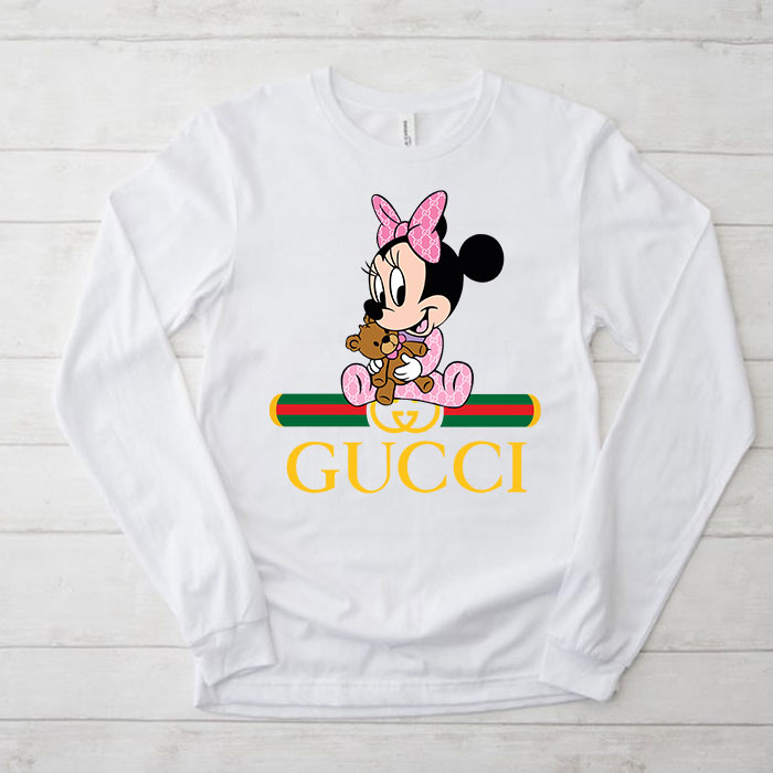 Gucci-Minnie-Mouse-Kid-Unisex-Kid-Long-Sleeve-Tee-NTB2348 Gucci Minnie Mouse Kid Unisex & Kid Long Sleeve Tee NTB2348