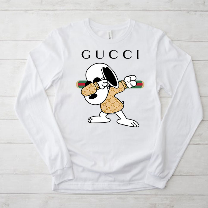 Gucci-Snoopy-Dabbing-Unisex-Kid-Long-Sleeve-Tee-TBL057 Gucci Snoopy Dabbing Unisex & Kid Long Sleeve Tee TBL057
