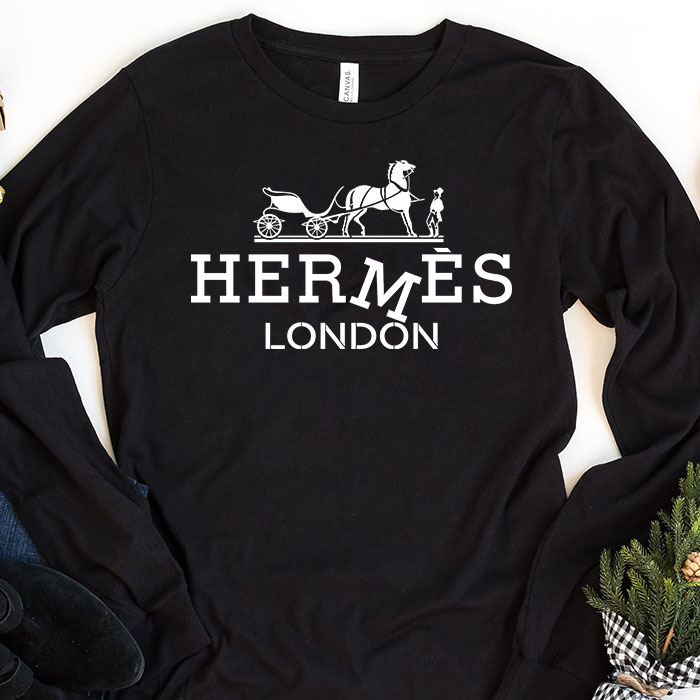 Hermes-London-Horse-Original-Logo-Kid-Tee-Unisex-Longsleeve-Tee-LTB2937 Hermes London Horse Original Logo Kid Tee Unisex Longsleeve Tee LTB2937